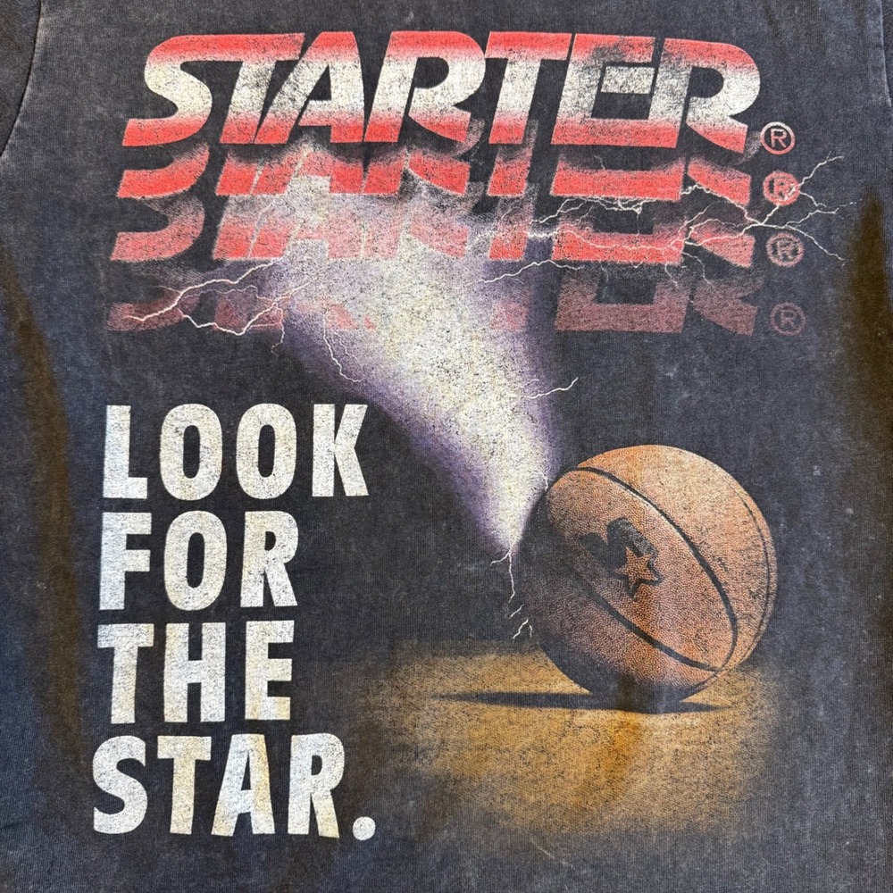 Vintage Starter Basketball T-Shirt Graphic Print Mens XL Black - Picture 9 of 9